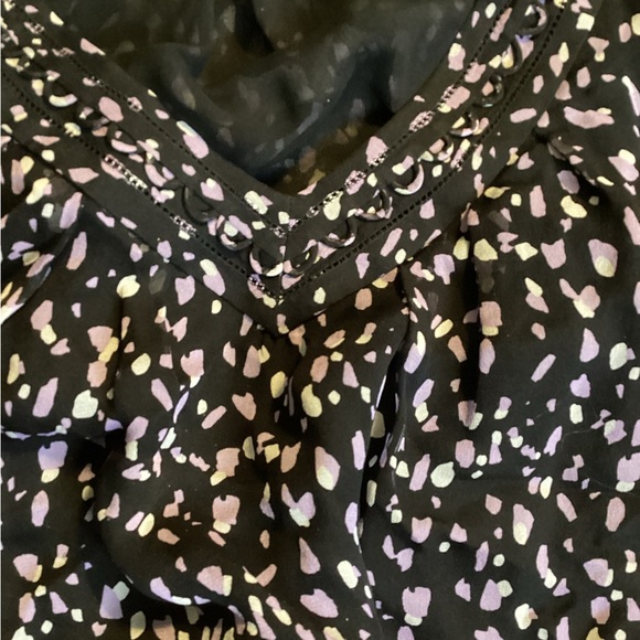 DVF Diane Von Furstenberg Silk Black Speckled Top Size Small - Picture 2 of 8